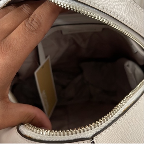 Michael Kors Rhea White/Silver Medium Leather Backpack - Picture 12 of 14